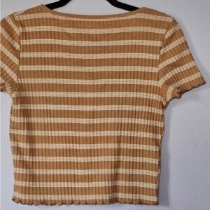 Casual Striped Brown and Cream Women's Tee